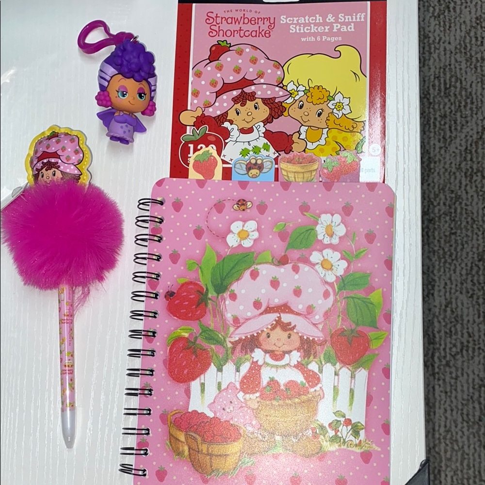 Strawberry shortcake Notebook and Pen Set with stickers and a key ring